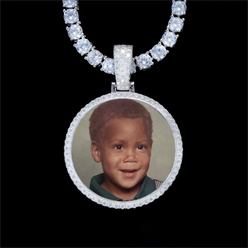 925S & VVS Moissanite 3D Circle Custom Picture Pendant