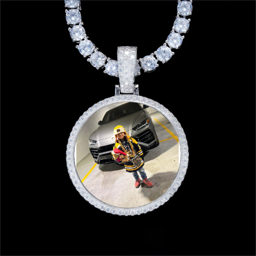 925S & VVS Moissanite 3D Circle Custom Picture Pendant