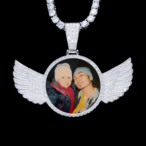 925S & VVS Moissanite 3D Wing Custom Picture Pendant