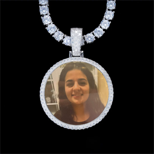 925S & VVS Moissanite 3D Circle Custom Picture Pendant