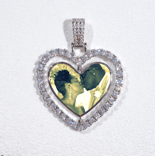 3D Spinning 2-Faced Heart Custom Picture Pendant