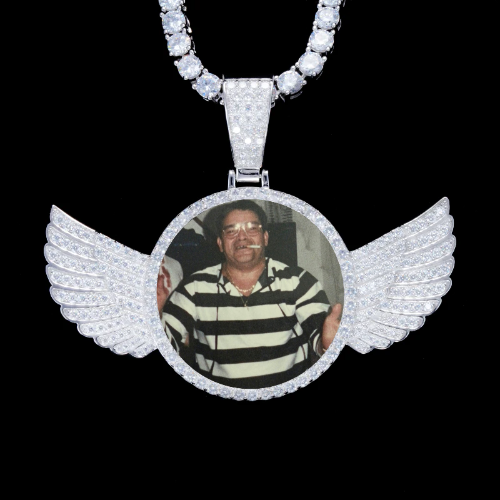 925S & VVS Moissanite 3D Wing Custom Picture Pendant