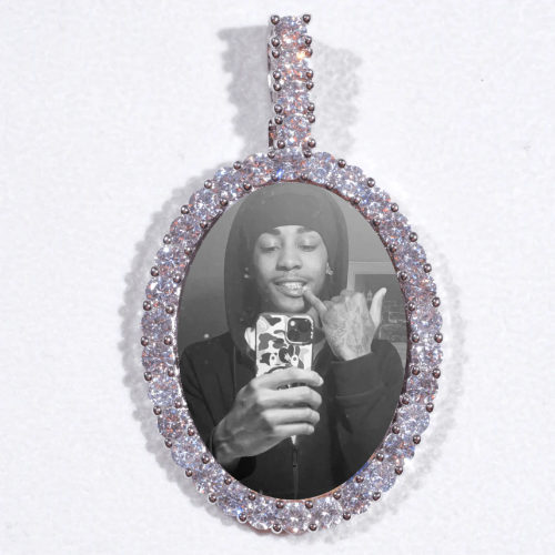 Large 3D Oval Custom Picture Pendant