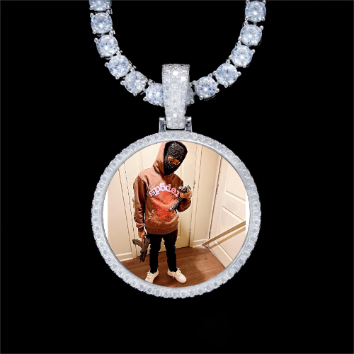 925S & VVS Moissanite 3D Circle Custom Picture Pendant