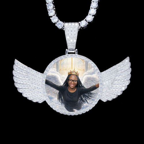 925S & VVS Moissanite 3D Wing Custom Picture Pendant
