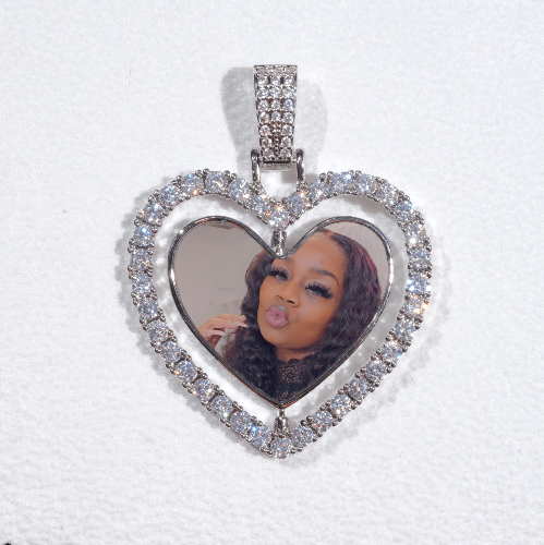 3D Spinning 2-Faced Heart Custom Picture Pendant