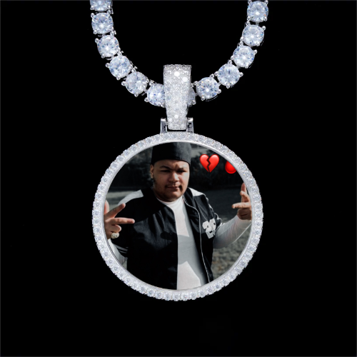 925S & VVS Moissanite 3D Circle Custom Picture Pendant