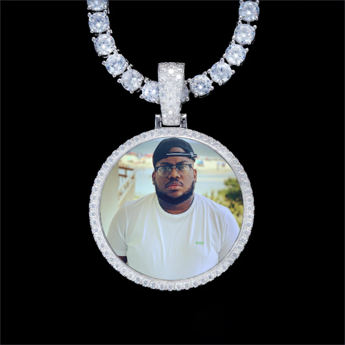 925S & VVS Moissanite 3D Circle Custom Picture Pendant