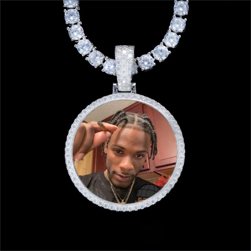 925S & VVS Moissanite 3D Circle Custom Picture Pendant