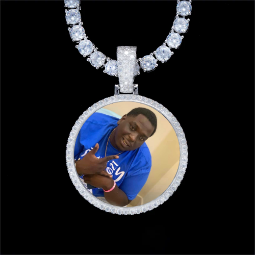 925S & VVS Moissanite 3D Circle Custom Picture Pendant