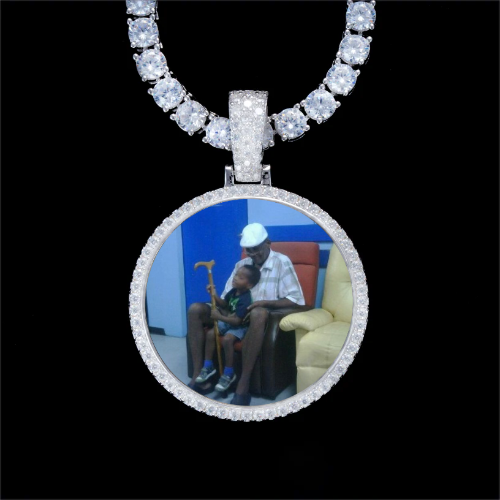 925S & VVS Moissanite 3D Circle Custom Picture Pendant