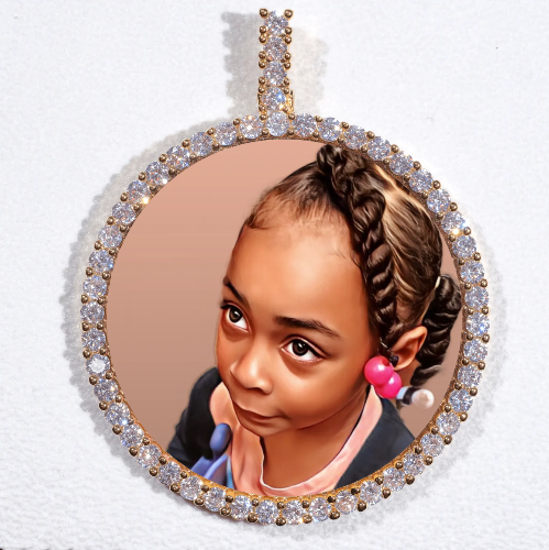 LARGE 3D CIRCLE CUSTOM PICTURE PENDANT