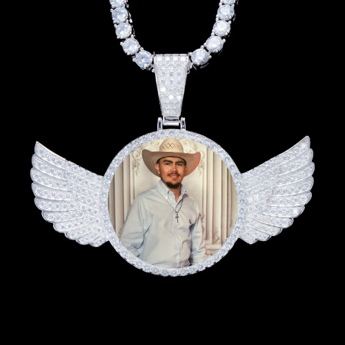 925S & VVS Moissanite 3D Wing Custom Picture Pendant