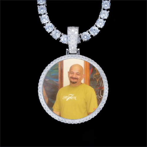 925S & VVS Moissanite 3D Circle Custom Picture Pendant