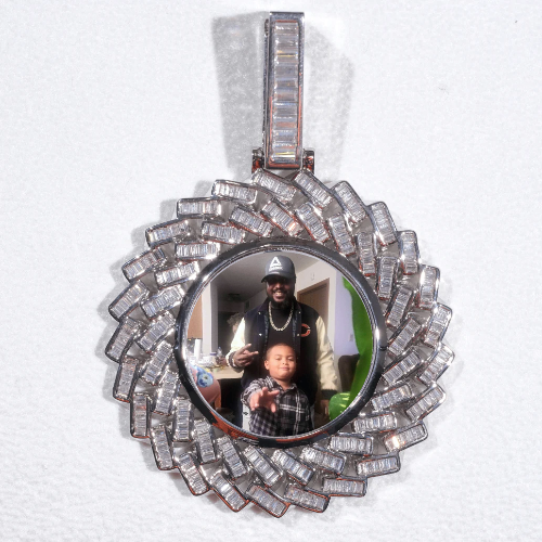 Large 3D Baguette Custom Picture Pendant