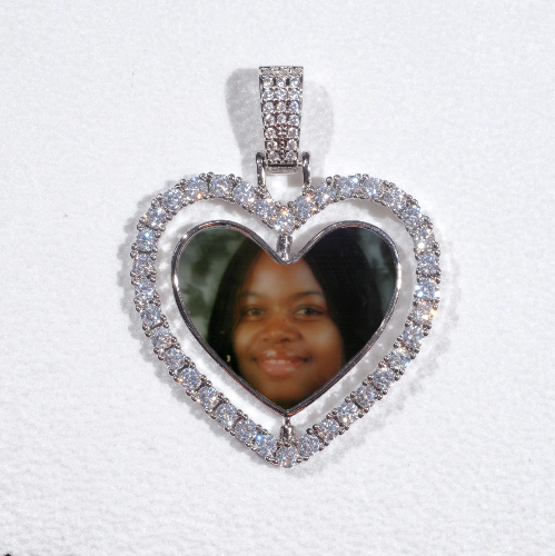 3D Spinning 2-Faced Heart Custom Picture Pendant