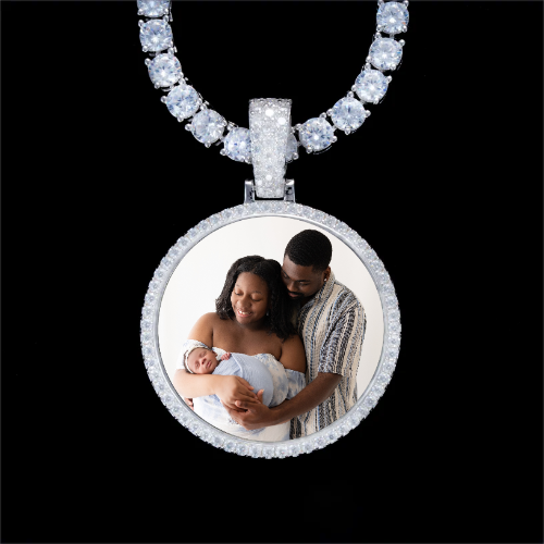 925S & VVS Moissanite 3D Circle Custom Picture Pendant