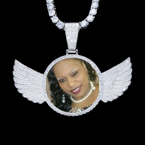 925S & VVS Moissanite 3D Wing Custom Picture Pendant