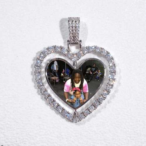 3D Spinning 2-Faced Heart Custom Picture Pendant