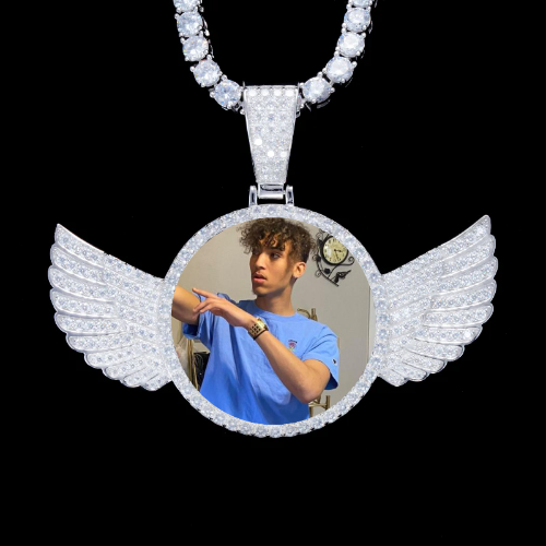 925S & VVS Moissanite 3D Wing Custom Picture Pendant