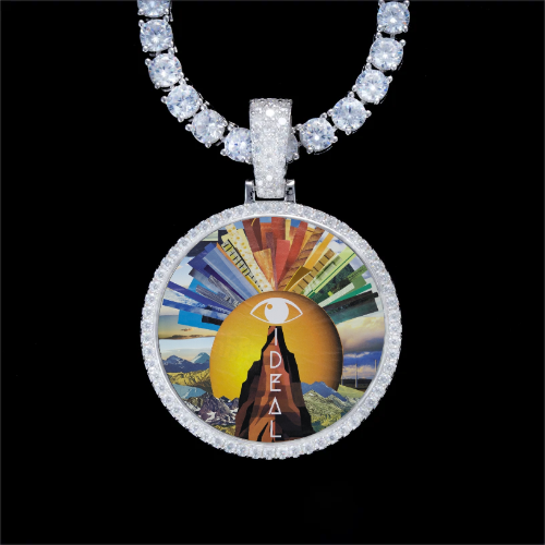 925S & VVS Moissanite 3D Circle Custom Picture Pendant