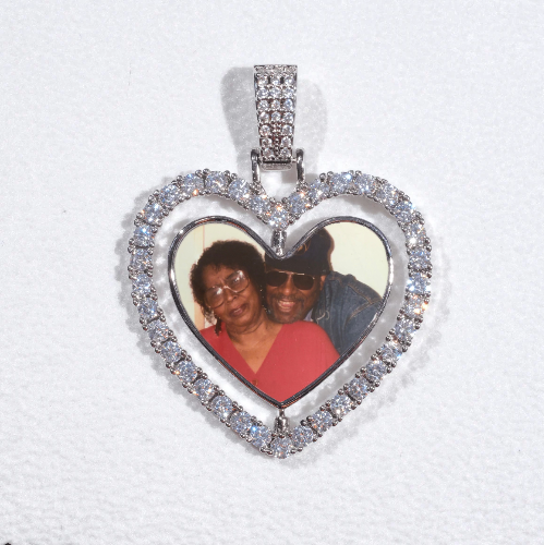 3D Spinning 2-Faced Heart Custom Picture Pendant
