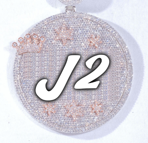 CUSTOM LETTER NECKLACE 3D BIG CROWN DISC