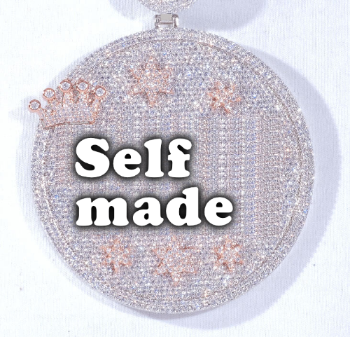 CUSTOM LETTER NECKLACE 3D BIG CROWN DISC