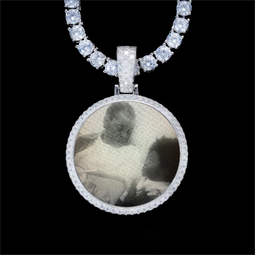 925S & VVS Moissanite 3D Circle Custom Picture Pendant