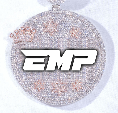 CUSTOM LETTER NECKLACE 3D BIG CROWN DISC