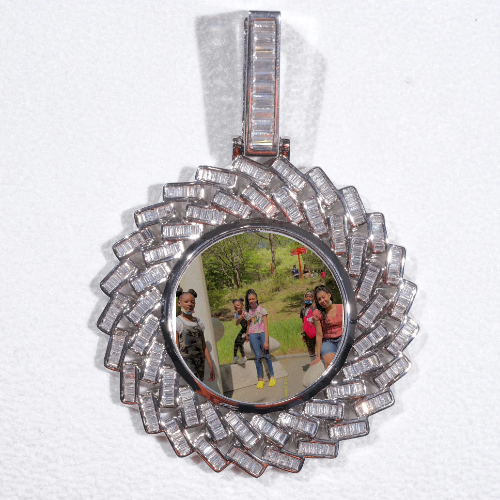 Large 3D Baguette Custom Picture Pendant