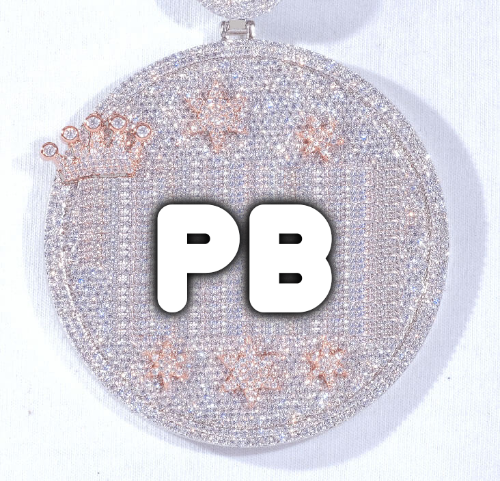 CUSTOM LETTER NECKLACE 3D BIG CROWN DISC