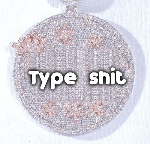 CUSTOM LETTER NECKLACE 3D BIG CROWN DISC