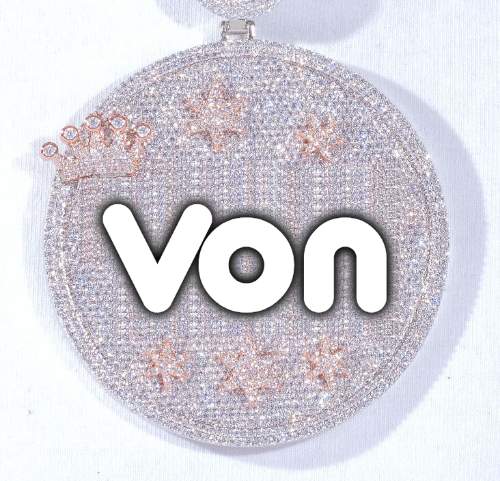 CUSTOM LETTER NECKLACE 3D BIG CROWN DISC