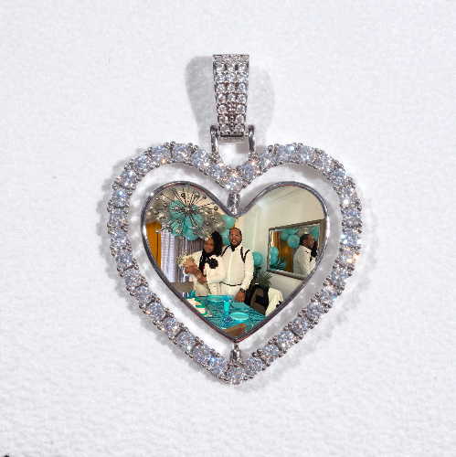 3D Spinning 2-Faced Heart Custom Picture Pendant