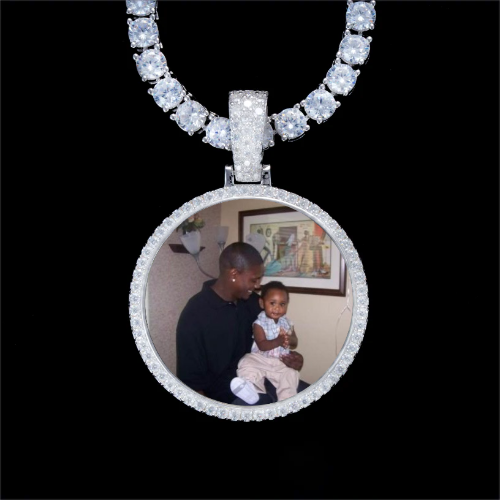 925S & VVS Moissanite 3D Circle Custom Picture Pendant