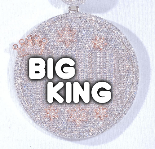 CUSTOM LETTER NECKLACE 3D BIG CROWN DISC