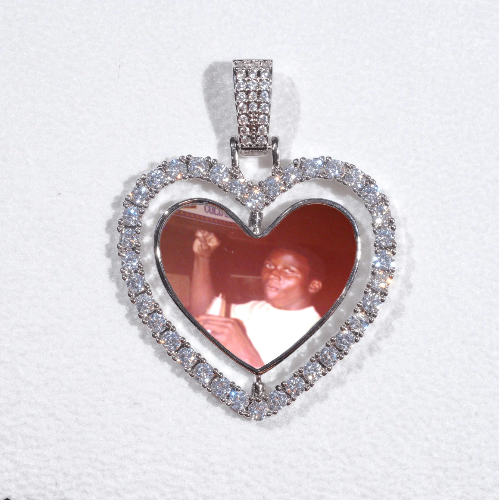 3D Spinning 2-Faced Heart Custom Picture Pendant