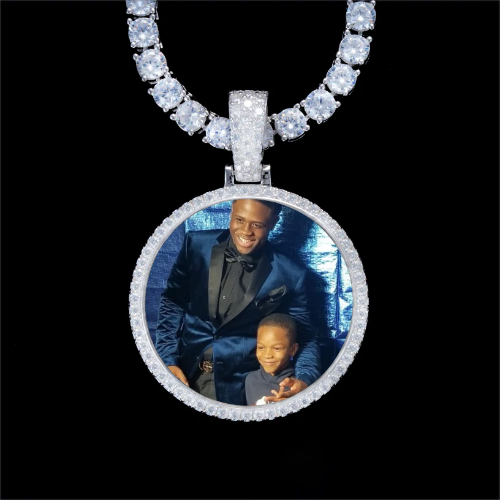 925S & VVS Moissanite 3D Circle Custom Picture Pendant