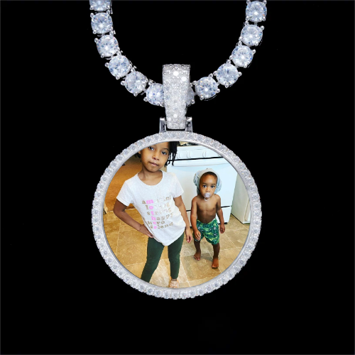 925S & VVS Moissanite 3D Circle Custom Picture Pendant
