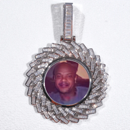 Large 3D Baguette Custom Picture Pendant