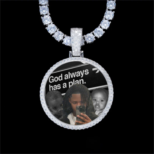 925S & VVS Moissanite 3D Circle Custom Picture Pendant