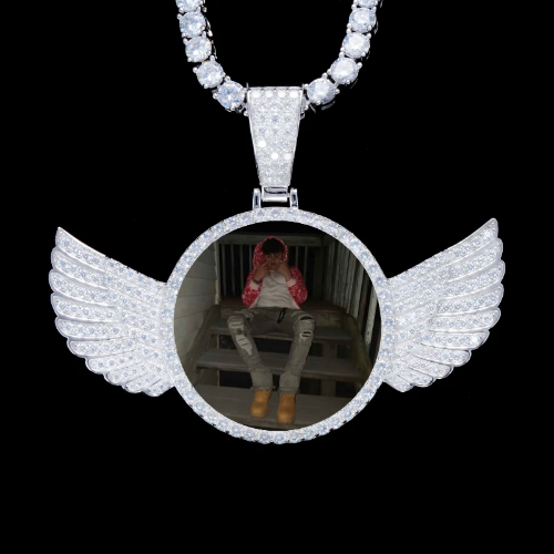 925S & VVS Moissanite 3D Wing Custom Picture Pendant