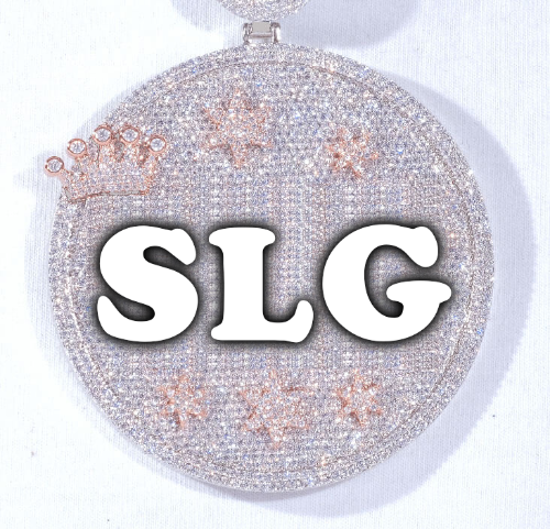 CUSTOM LETTER NECKLACE 3D BIG CROWN DISC