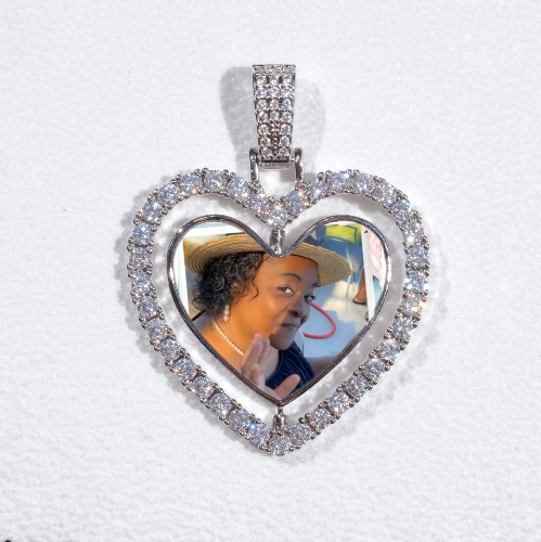3D Spinning 2-Faced Heart Custom Picture Pendant