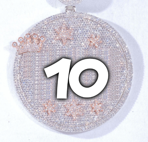 CUSTOM LETTER NECKLACE 3D BIG CROWN DISC