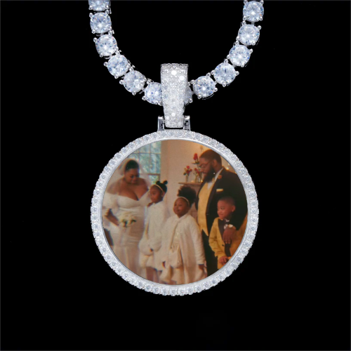 925S & VVS Moissanite 3D Circle Custom Picture Pendant
