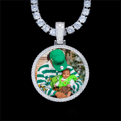925S & VVS Moissanite 3D Circle Custom Picture Pendant