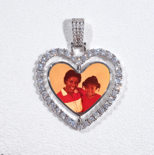 3D Spinning 2-Faced Heart Custom Picture Pendant