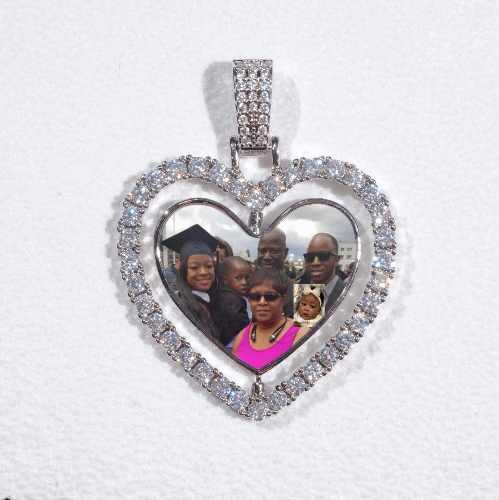 3D Spinning 2-Faced Heart Custom Picture Pendant